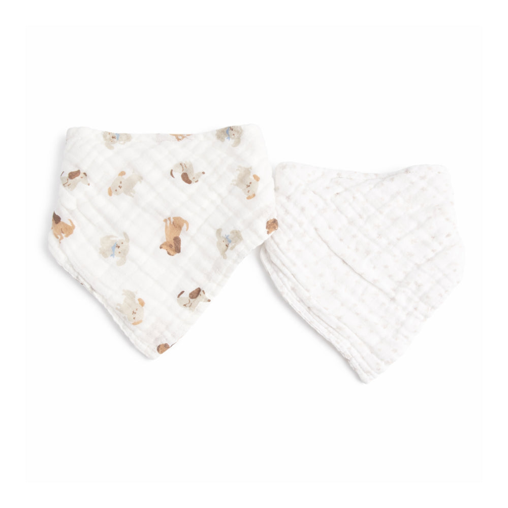 Tiny Tales Baby Muslin Bandana Bib 2pk - PUPPIES